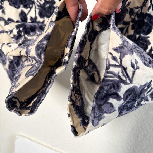 Tory Burch Dayton Floral Velvet Pants Size 8 Ivory Purple Flocked - Picture 9 of 16